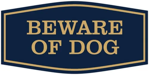 Miniatura 24 de All Quality Fancy Beware of Dog Letrero Material duradero Señales de seguridad para el hogar Fácil de instalar (negro/oro), mediano, 1 paquete