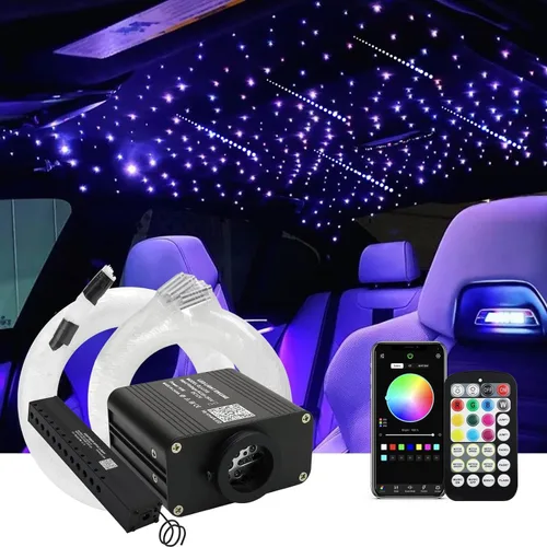 Miniatura 16 de AMKI Actualizado 16W RGBW Luz de Fibra Óptica Parpadeante + Activada por Sonido 300pcs 0.03in 9.8ft Cables APP Control de Música Remoto Luz de Techo