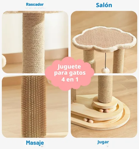 Miniatura 3 de Made4Pets - Poste rascador para gatos, autocuidado para gatos de interior, perca suave para descansar, rascador de sisal natural de 17.5 pulgadas