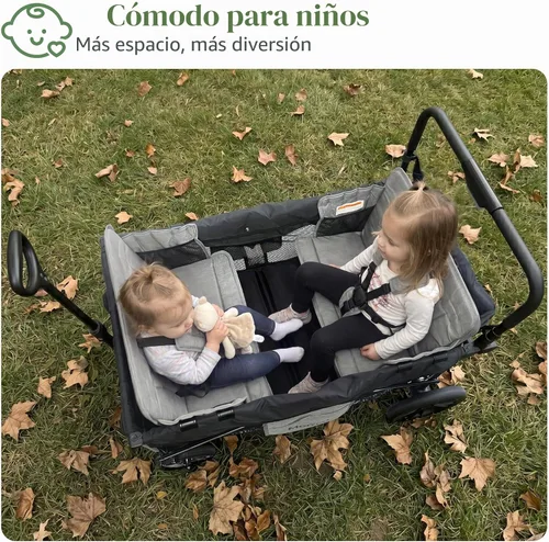 Miniatura 2 de Cochecito para 2 niños, cochecito plegable con toldo extraíble, cochecito plegable con 2 plazas y bolsillo de almacenamiento para bebés pequeños