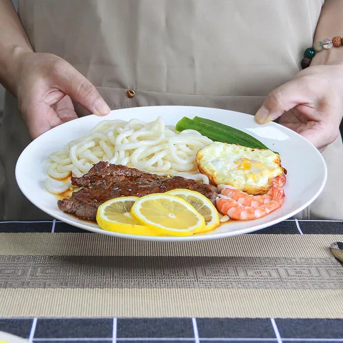 Miniatura 4 de YFWOOD Juego de 6 platos llanos de cerámica, juego de vajilla de cocina de 10.5 pulgadas, vajilla redonda contemporánea de porcelana, apta