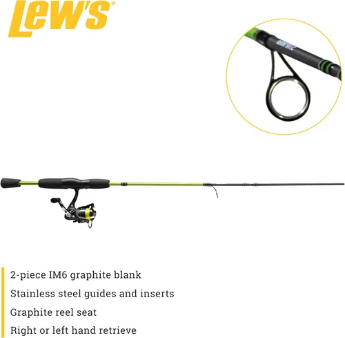 Miniatura 4 de Lew's Crappie Thunder - Carrete giratorio y caña de pescar, 2 piezas de grafito IM6 en blanco, recuperación de mano derecha o izquierda