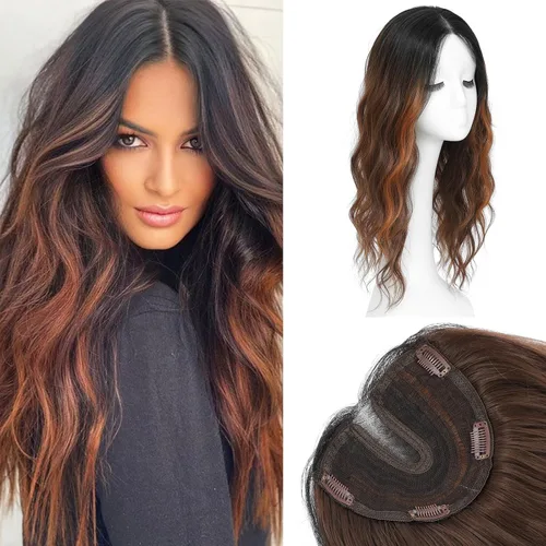 Miniatura 8 de forfeels Toppers de pelo sintético para mujer, fibra de proteína, 20 pulgadas, piezas de cabello para mujer, color marrón, resuelven mujeres