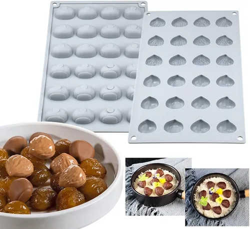 Miniatura 3 de mostsom Molde de chocolate mini castaño, moldes de silicona, jalea pequeña, pasteles, dulces, moldes de fondant (castaña K)
