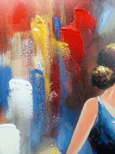 Miniatura 4 de Wieco Art Falda voladora abstracta bailando gente al óleo sobre lienzo, arte de pared para sala de estar, dormitorio, decoración del hogar