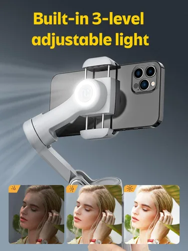 Miniatura 3 de Estabilizador de cardán profesional para teléfono inteligente con pantalla OLED de carga inalámbrica, rueda de enfoque de luz LED, estabilizador