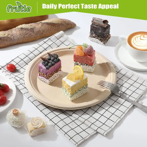 Miniatura 6 de Paquete de 150 platos de papel de 7 pulgadas, platos de papel desechables resistentes sin blanquear para fiestas grandes, picnics, uso diario