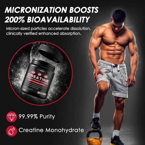 Miniatura 5 de ZEBORA Monohidrato de creatina micronizada en polvo, monohidrato de creatina para mujeres y hombres, ayuda a la recuperación muscular, mejora