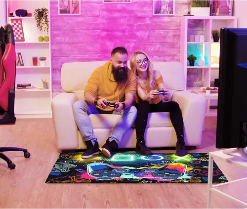 Miniatura 2 de Tapete para silla de juegos para suelo de madera dura, 36 x 48 pulgadas, resistente para sillas rodantes debajo del juego, decoración de Multi