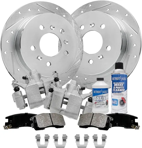Miniatura 73 de Detroit Axle - Kit de freno delantero para Ford Explorer Mercury Mountaineer 2002-2005 Bujes de rodamiento de rueda perforados y ranurados rotores