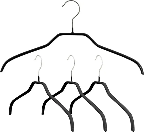 Miniatura 8 de MAWA - Perchas estrechas pequeñas de acero con revestimiento antideslizante, para camisas, vestidos, trajes, camisolas, chaquetas, gancho giratorio