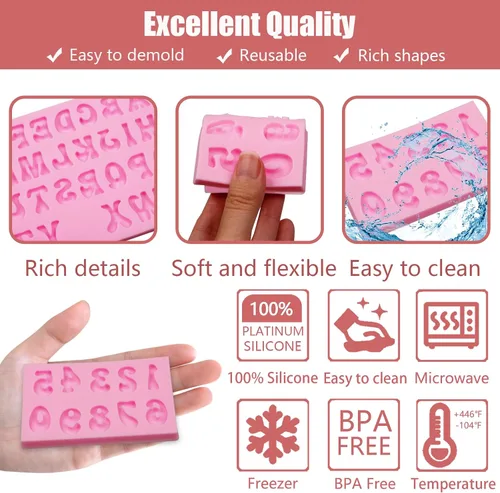 Miniatura 3 de 26 moldes de silicona para chocolate, 2 piezas, 0-9 números 3D para decoración de pasteles, dulces, cupcakes, pasteles, popsicle polimérico, arcilla