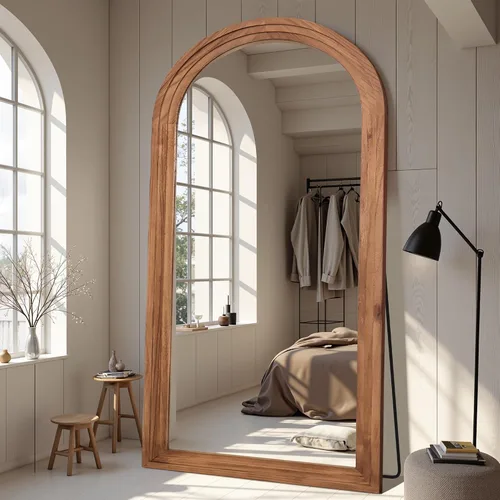 Miniatura 23 de Espejo de longitud completa, espejo de madera de 71 x 32 pulgadas, espejo de piso de madera con soporte, espejos de pie de gran tamaño, espejos