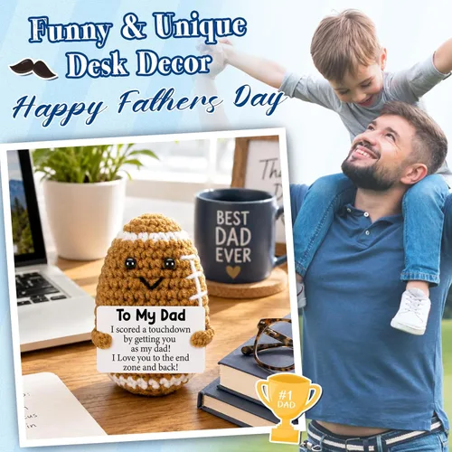 Miniatura 8 de Divertidos regalos para el día del padre de parte de hija, hijo, esposa, ganchillo positivo hecho a mano, regalo de cumpleaños para papá, lindo