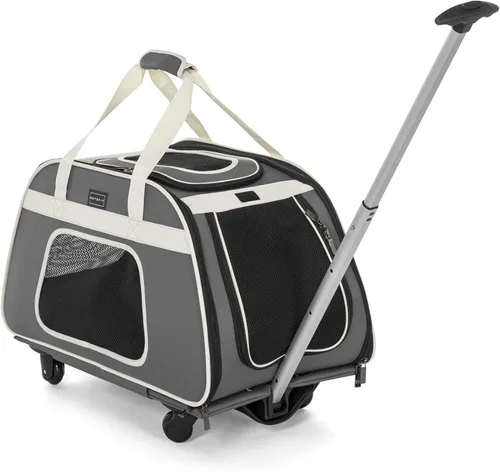 Miniatura 11 de PETSFIT Transportador para gatos aprobado por aerolíneas con ruedas diseñado para perros/gatos pequeños con cuerda de seguridad ajustable y ruedas