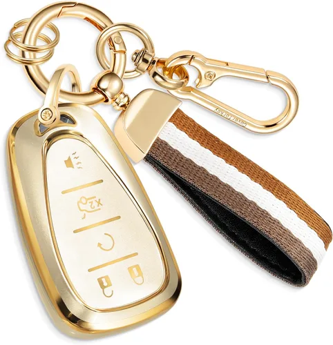 Miniatura 69 de Funda para llavero GMC con llavero de cuerda trenzada de metal antipérdida, exquisita funda suave para Tahoe Acadia Terrain Yukon Yukon XL Silverado
