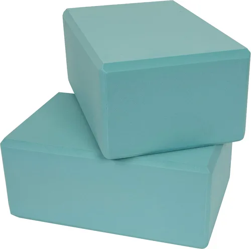 Bloques de yoga, accesorio de entrenamiento de espuma de alta densidad, comodidad óptima, bueno para todos los niveles, verde azulado, paquete de 2