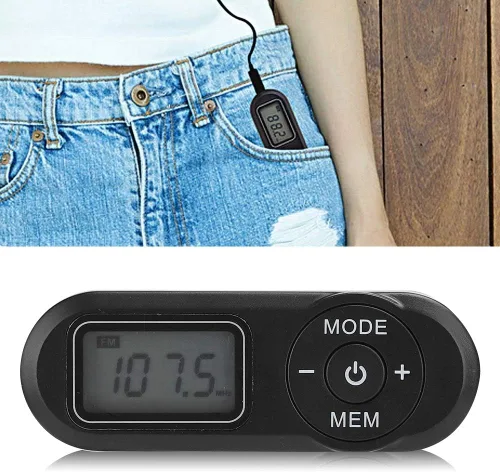 Miniatura 4 de LJCM Radio FM portátil negra, DSP 1.1 pulgadas LCD Digital FM Radio reproductor de música con auriculares para caminar, trotar, hacer ejercicio