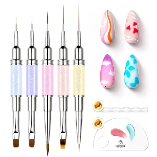 Miniatura 17 de Beetles - Pinceles delineadores para uñas 5 unidades - Pinceles metálicos para arte de uñas, pinceles negros para arte de uñas, tamaños 5/9/15/20/25