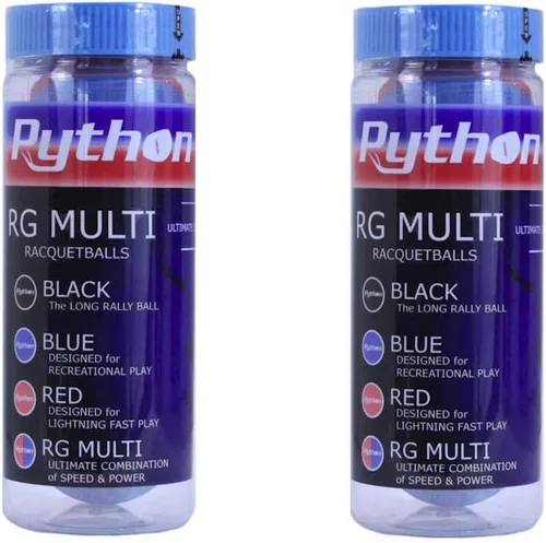Miniatura 7 de Python 3 Ball Can RG - Bolas de raqueta multicolor (respaldadas por la leyenda de racquetball Ruben González!)