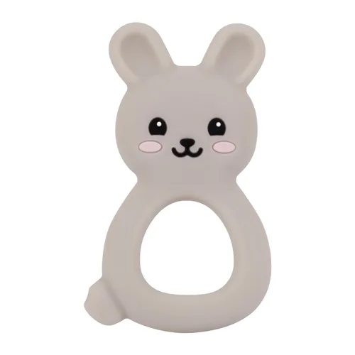 Mordedor de conejo para bebé, juguete de silicona de grado alimenticio para bebés de 3 a 12 meses, juguete masticable de fácil agarre con orejas