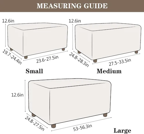 Miniatura 6 de Fundas otomanas elásticas de jacquard suave, fundas otomanas rectangulares de almacenamiento para reposapiés, protector de muebles de sala de estar