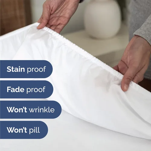 Miniatura 9 de Paquete de 16 sábanas bajeras - (16) sábanas bajeras tamaño Split King con bolsillos profundos - Ropa de cama a granel para hoteles, spas y Airbnbs