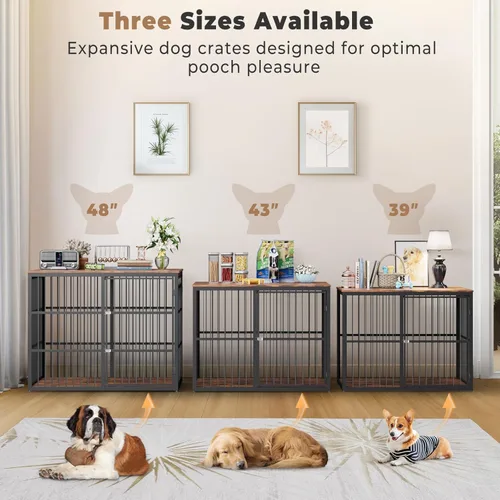 Miniatura 6 de Lyromix Mueble Jaula para Perros XXL de 48 pulgadas con 3 Puertas, Mesa Auxiliar Jaula de Madera Resistente para Interiores Jaula Combinación
