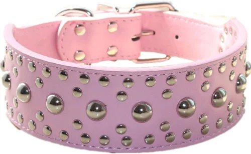 Miniatura 13 de Serijoars Collar de cuero de 2 pulgadas de ancho, collar resistente con tachuelas, ajustable para perros medianos y grandes (M, negro)