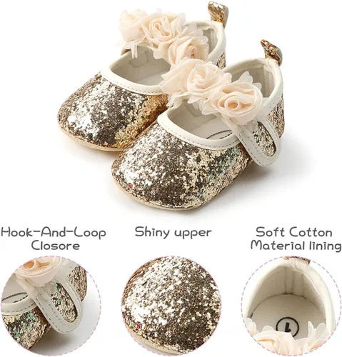 Miniatura 3 de KIDSUN Zapatos Mary Jane con suela de goma antideslizante, zapatos de ballet, vestido de princesa, zapatos de boda, zapatos de cuna para recién