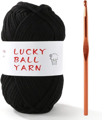 Miniatura 16 de LUCKY BALL Hilo para ganchillo, 3.53 oz/109 yardas, 70% algodón, 30% nailon, #5, hilo de tubo voluminoso para tejer, para bolsos, sombreros