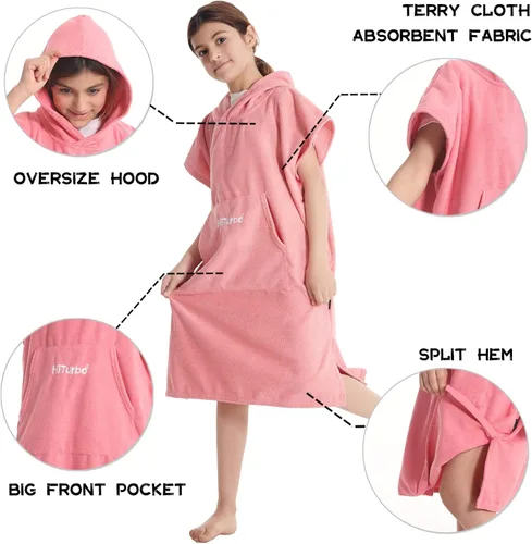 Miniatura 3 de Hiturbo Poncho de toalla cambiante para niños: toallas de baño absorbentes de secado rápido con capucha - Poncho de microfibra para nadar surf