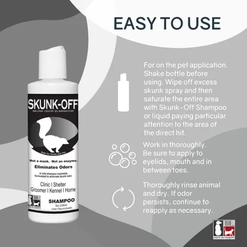 Miniatura 2 de Champú para Mascotas Skunk Off – Removedor de Olor de Zorrillo Listo para Usar para Perros, Gatos, Hogar, Alfombra, Auto y Más – Champú para Perros