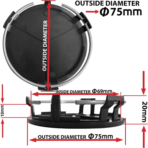 Miniatura 2 de Juego de 4 tapas centrales de rueda de 2.953 in compatibles con Mercedes Benz B66470207 / B66470200 negro CM 25