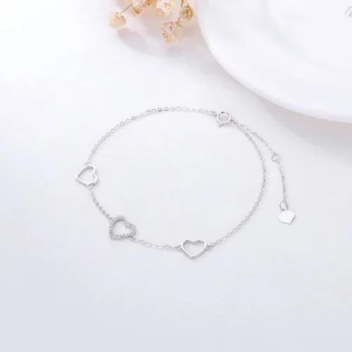 Miniatura 3 de SISGEM 14k Gold Diamond Heart Bracelet for Women, Love Jewelry for Wife, Gifts for Her, 6.8-8.4 Inch