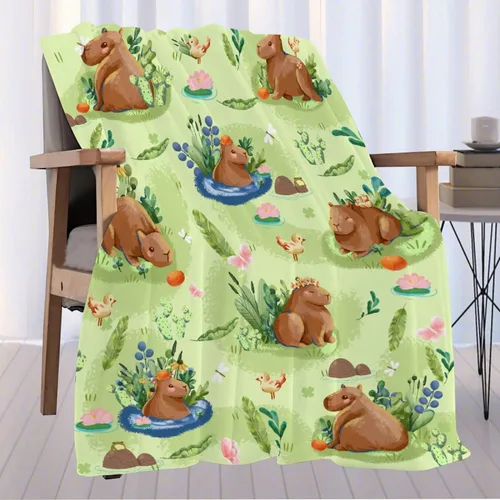 Miniatura 2 de Cabybara - Manta de franela Capybara ultrasuave y bonita para niños y niñas, manta de felpa acogedora y divertida de animales, regalo divertido