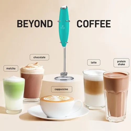 Miniatura 596 de Zulay Milk Boss Espumador de leche potente manual, hace espuma para latte, batidor para mezclar bebidas, café, miniespumador para capuchino, frappé