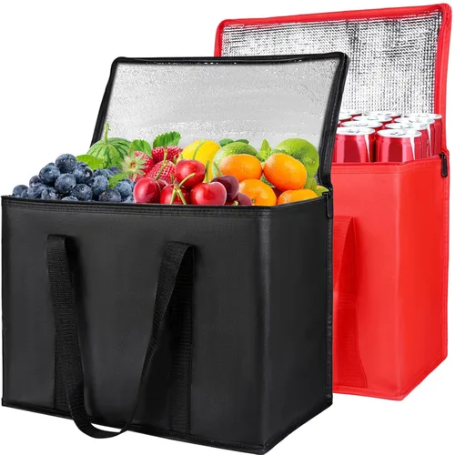Miniatura 12 de Paquete de 1 bolsa aislada para entrega de alimentos con parte inferior dura, calentadores de alimentos comerciales XXXL para conductores de Negro