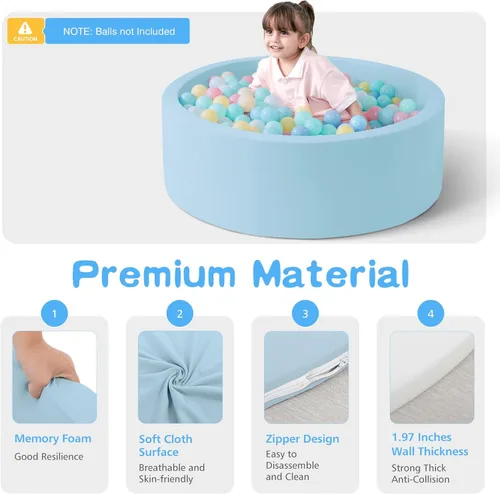 Miniatura 2 de SHJADE Piscina de pelotas de espuma para niños pequeños, 35.4"x 11.8" Piscina de pelotas para niños, Piscina de pelotas redonda suave para bebés