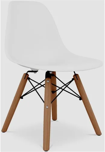 Miniatura 7 de Sillas de plástico y madera de 21.75 pulgadas para sala de juegos para niños en blanco (juego de 2)