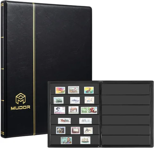 Miniatura 12 de Álbumes de Sellos MUDOR para Coleccionistas, 1 Libro de Sellos de Bolsillo para Coleccionistas, 10 Hojas de Clasificador de Sellos, Negro