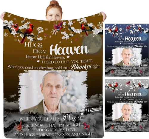 Miniatura 25 de Manta de fotos personalizada, regalos conmemorativos, manta de condolencia y duelo, mantas conmemorativas personalizadas con imagen en memoria