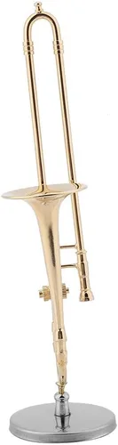 Miniatura 9 de Trombon Miniatura Trombón Ornamento Trombón Instrumento Musical Miniatura Modelo Trombón Con Supoort Y Estuche Para Casa De Muñecas Decoración De