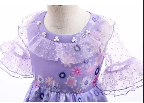 Miniatura 4 de Choadam Vestido Mirabel para niñas, vestido Isabela, vestido Mirabel Madrigal, peluca Mirabel, con lentes