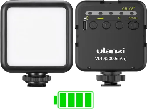 ULANZI VL49 luz de vídeo LED de 2000mAh con 3 zapata fría, luz suave recargable, iluminación portátil para fotografía para DJI OSMO Sony DSLR Canon