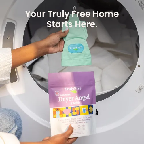 Miniatura 5 de Truly Free Dryer Angel - Toallitas naturales alternativas para secadora, hojas de suavizante reutilizables y no tóxicas, potenciador de aroma