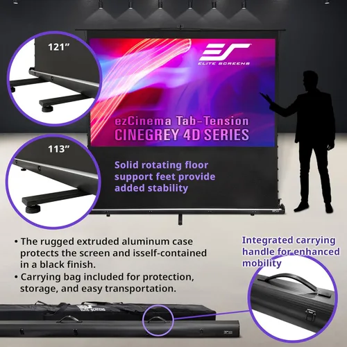 Miniatura 6 de Elite Screens ezCinema 2, 70 pulgadas 16:9, pantalla de proyector de suelo manual con tijeras, portátil para cine en casa, oficina, aula, con bolsa