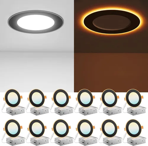 Miniatura 11 de Amico paquete de 12 luces de techo empotrables de 3 pulgadas, 5 CCT, con luz nocturna, 2700K/3000K/3500K/4000K/5000K seleccionables, iluminación