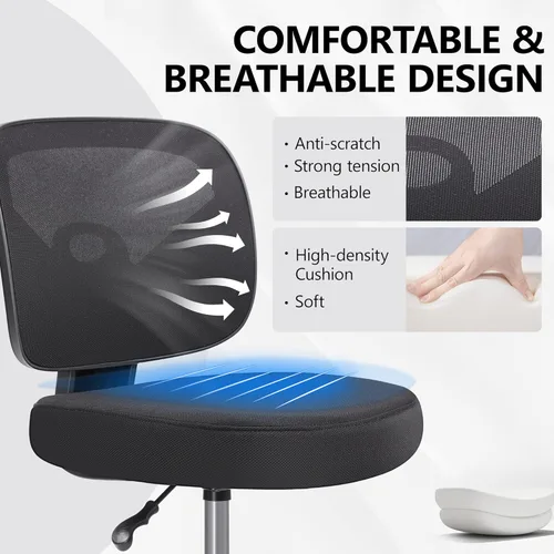 Miniatura 8 de Primy Silla Alta de Escritorio de Dibujo - Sin Brazos, Altura Ajustable, Respaldo de Malla, con Ruedas, Silla de Escritorio de Pie para Sala de Negro