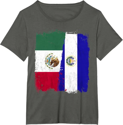 Miniatura 63 de Camiseta con la bandera mexicana de El Salvador con la mitad de la bandera mexicana de El Salvador